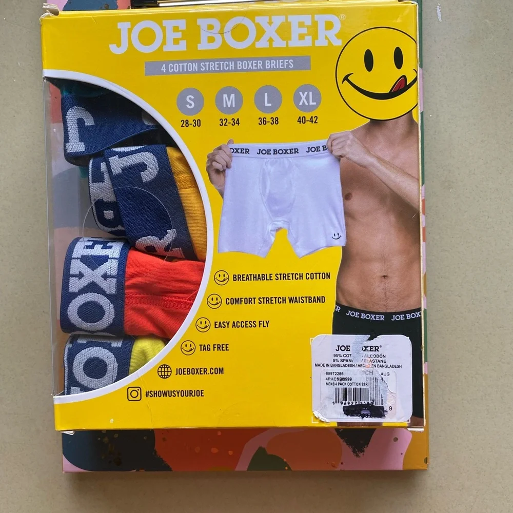 NIB joe boxer 4 cotton stretch boxer briefs size small (28-30)